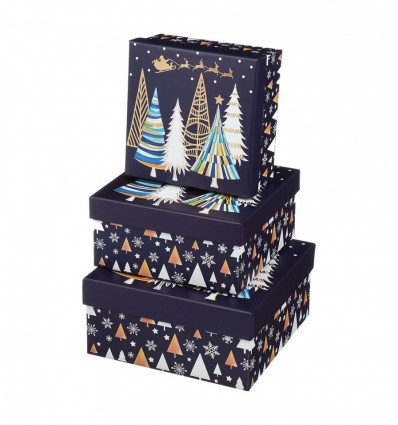 Коробки подарочные, набор 10шт, вложенные 1в1 – размер наибольшей 37х27х11см, тиснение фольгой BM.23