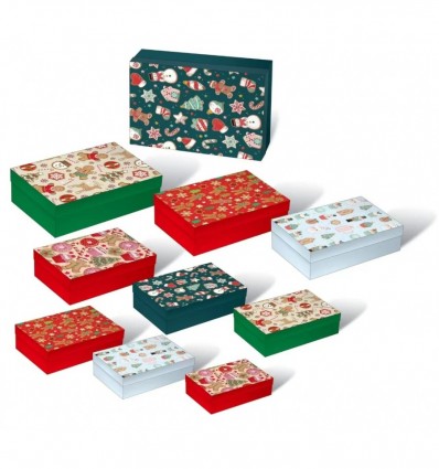 Коробки подарункові, набір 10шт, вкладені 1в1 - розмір найбільшої 37х27х11см, тиснення фольгою BM.23