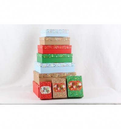 Коробки подарочные, набор 10шт, вложенные 1в1 – размер наибольшей 37х27х11см, тиснение фольгой BM.23