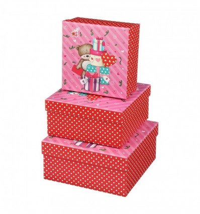 Коробки подарункові, набір 3шт, вкладені 1в1 - розмір найбільшої 20х20х9.5см, з глітером BM.233313 B