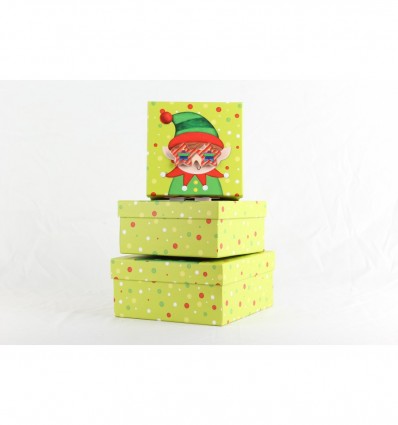 Коробки подарочные, набор 3шт, вложенные 1в1 - размер самой большой 20х20х9.5см, с 3D изображением B