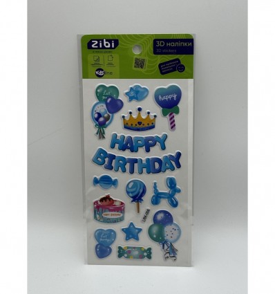 3D наліпки Happy Birthday Блакитна корона 18 см, KIDS Line ZB.63354