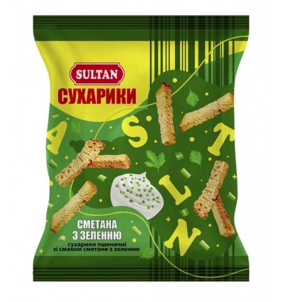 Сухарики со вкусом сметана с зеленью ТМ Sultan slt.51066, 90г