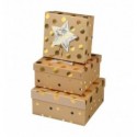 Коробки подарочные, набор 3шт, вложенные 1в1 – размер наибольшей 20х20х9.5см, тиснение фольгой BM.23