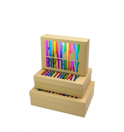 Коробки подарункові, набір 3шт, вкладені 1в1 - розмір найбільшої 33х23.5х9см, з глітером BM.233354 B