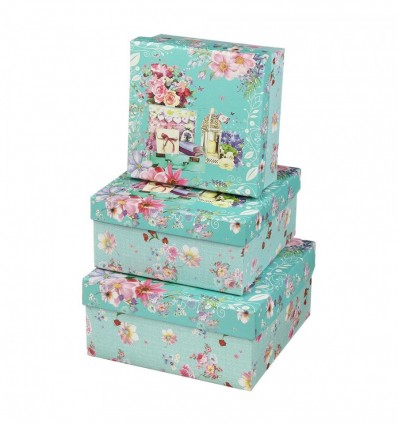 Коробки подарочные, набор 3шт, вложенные 1в1 - размер самой большой 20х20х9.5см BM.233318 BM.233318