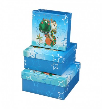 Коробки подарункові, набір 3шт, вкладені 1в1 - розмір найбільшої 20х20х9.5см, з глітером BM.233322 B