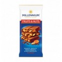 Шоколад Millennium Fruits&Nuts молочный с арахисом, бисквитом, курагой и миндалем 90г