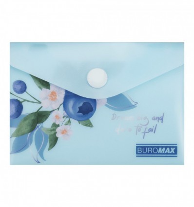 Папка-конверт А7 на кнопці, BLUEBERRY ARABESKI, напівпрозора,аквамарин, BM.3923-52
