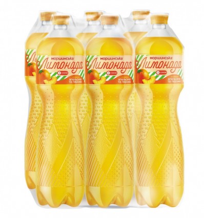 Напиток безалкогольный Моршинская Лимонада среднегазированный со вкусом апельсина и персика 6 х 1.5л