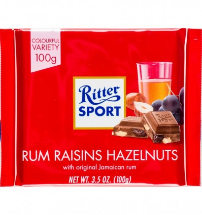 Шоколад Ritter Sport молочний з ямайським ромом 100г