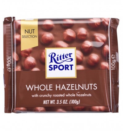 Шоколад молочный Ritter Sport с цельными лесными орехами 100г