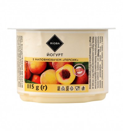 Йогурт Rioba Персик з наповнювачем 1.5% 115г