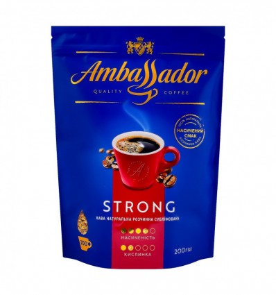 Кофе Ambassador Strong натуральный растворимый сублимированный 200г