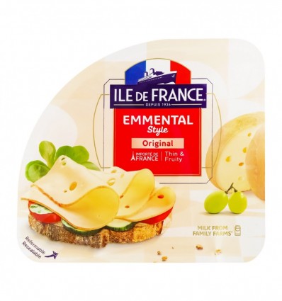 Сыр Ile De France Эмменталь оригинальный полужесткий ломтиками 150г