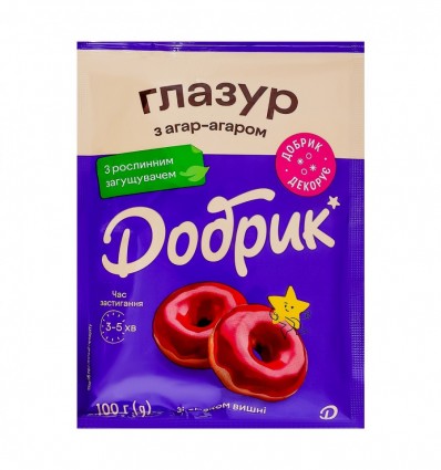 Глазурь Добрык с агар-агаром со вкусом вишни розовая 15 x 100г