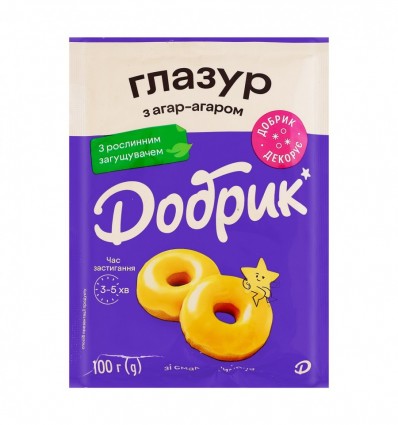 Глазурь Добрык с агар-агаром со вкусом лимона желтая 15 x 100г