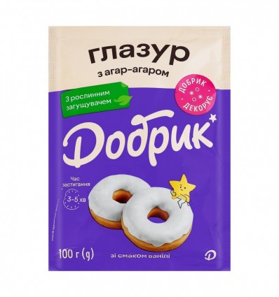 Глазурь Добрык с агар-агаром со вкусом белая ванили 15 x 100г