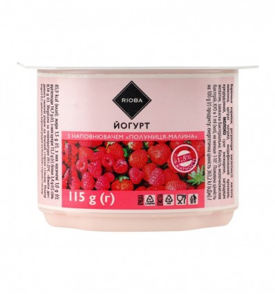 Йогурт Rioba Клубника-малина с наполнителем 1.5% 115г