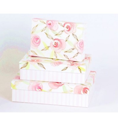 Коробки подарочные, набор 3шт, вложенные 1в1 – размер наибольшей 20х20х9.5см, тиснение фольгой BM.23