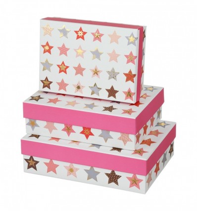 Коробки подарункові, набір 3шт, вкладені 1в1 - розмір найбільшої 20х20х9.5см, тиснення фольгою BM.23