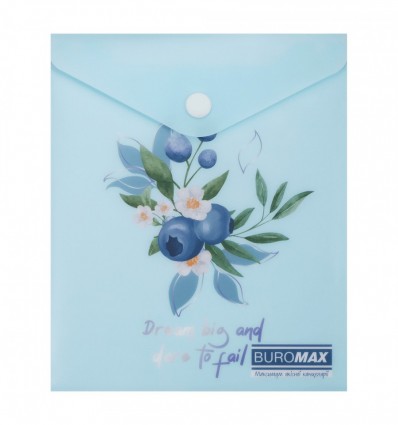 Папка-конверт А6 на кнопке, BLUEBERRY ARABESKI, полупрозрачная, аквамарин, BM.3922-52