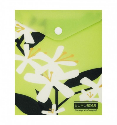 Папка конверт А6 на кнопке, PLUMERIA ARABESKI, полупрозрачная, салатовая, BM.3922-15