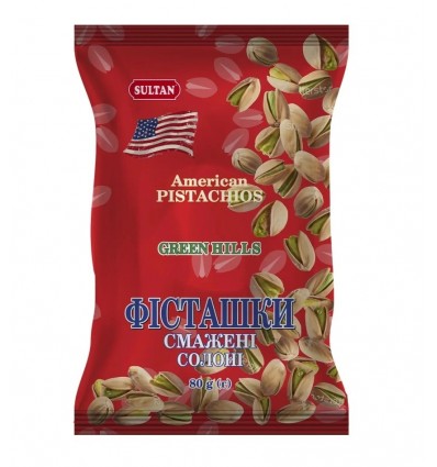 Фісташки смажені підсолені ТМ Sultan slt.50052 "GREEL HILLS", 80г