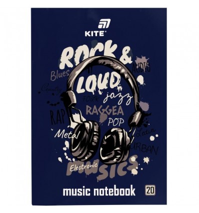 Тетрадь для нот Kite Rock&Loud K26-404, A4, 20 листов