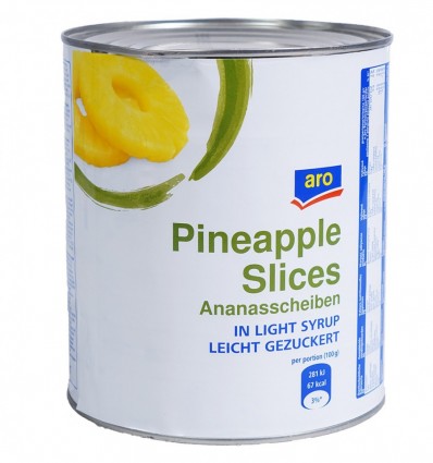 Ананас Aro кольцами в легком сиропе 3кг.