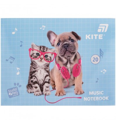 Зошит для нот Kite Studio Pets, А5, 20 аркушів