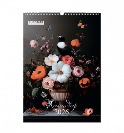 Календарь настенный 2026 г., А2, 1 пружина, Flowers and birds, BM.210650