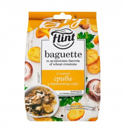 Сухарики пшенич Flint Baguette Гриби у вершковому соусі 140г