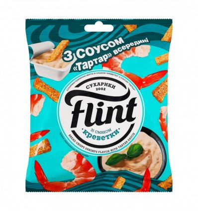 Сухарики пшенично-житні Flint Креветки + соус Тартар 80г