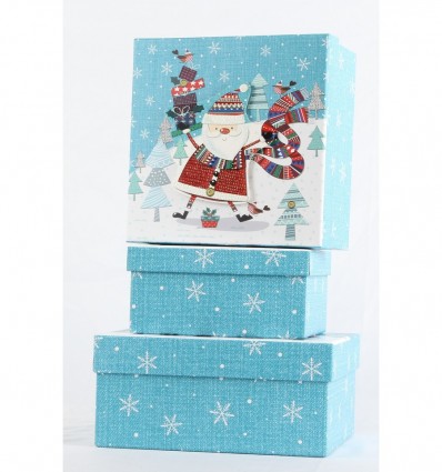 Коробки подарункові, набір 3шт, вкладені 1в1 - розмір найбільшої 20х20х9.5см, із 3D зображенням BM.2