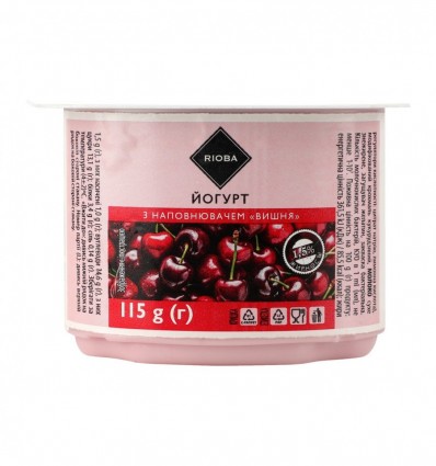 Йогурт Rioba Вишня с наполнителем 1.5% 115г