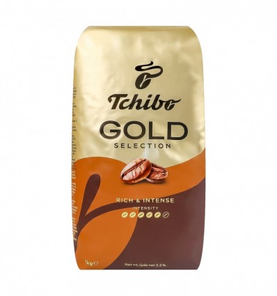 Кофе Tchibo Gold selection натурально жареный в зернах 1кг