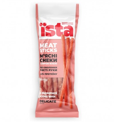Снеки м'ясні сирокопчені, Delicat, ТМ ЇSTA is.06843, 80г