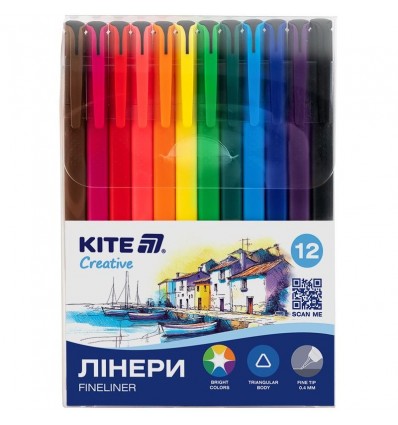 Лінери Kite Creative K-1164, 12 кольорів