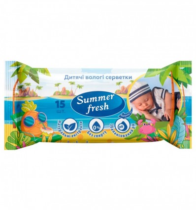 Серветки вологі дитячі, 15шт., Summer Fresh (san.91899)