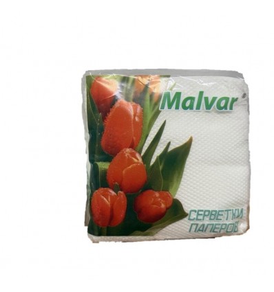 Салфетки столовые, пап., 210х210мм, 30шт., в пп упак., белые Malvar (mlv.60036)