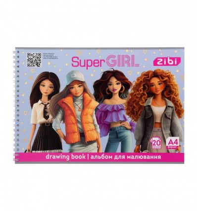 Альбом для рисования KIDS Line SUPER GIRL ZB.1440-10, А4, 20 л., на пружине, розовый