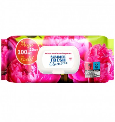 Салфетки влажные универсальные, Glamour, 120шт., Summer Fresh (san.91912)