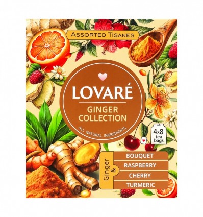 Чай Lovare Ginger collection Імбирний трав`яний асорті 32 х 1.8г