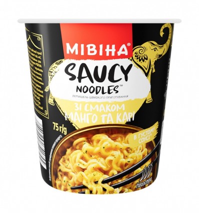 Мивина Вермишель Saucy noodles в густом соусе негостра со вкусом манго и карри быстрого приготовлени