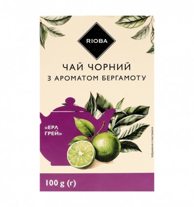 Чай Rioba Earl grey чорний з ароматом бергамоту 100г