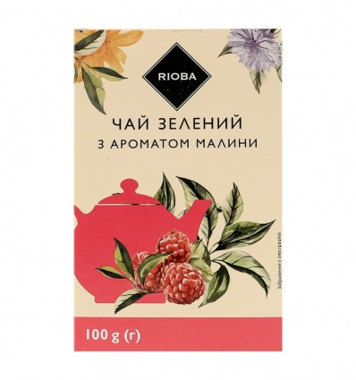 Чай Rioba зелений з ароматом малини Ніч Клеопатри 100г