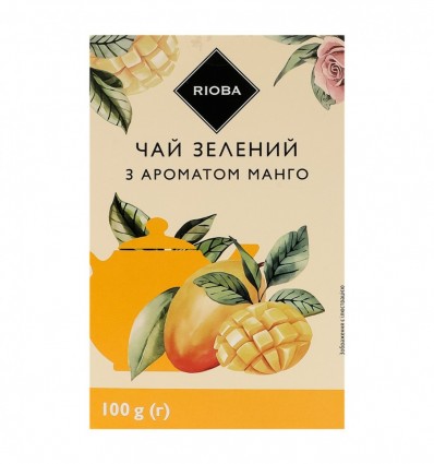 Чай Rioba зелений байховий з ароматом манго Манго 100г