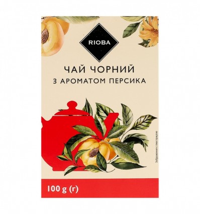 Чай Rioba черный с ароматом персика Королевский Десерт 100г