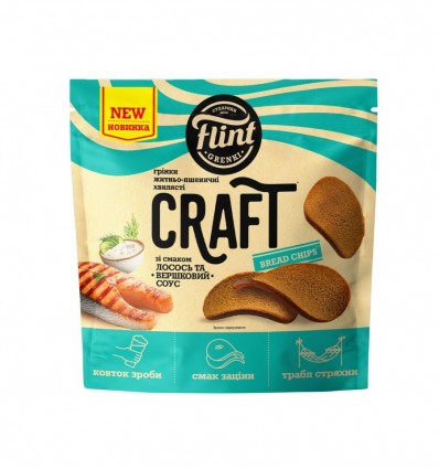 Flint Craft Грінки житньо-пшеничні хвилясті зі смаком Лосось та вешковий соус 80г